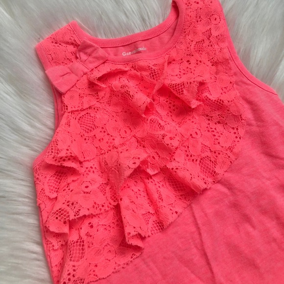 Neon Pink Lace Top w/ Stripe Shorts - Picture 2 of 3
